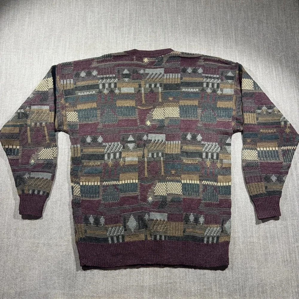 Vintage Claybrooke Sweater Mens 2XL Multicolor Geometric Knit Crewneck Korea 90s